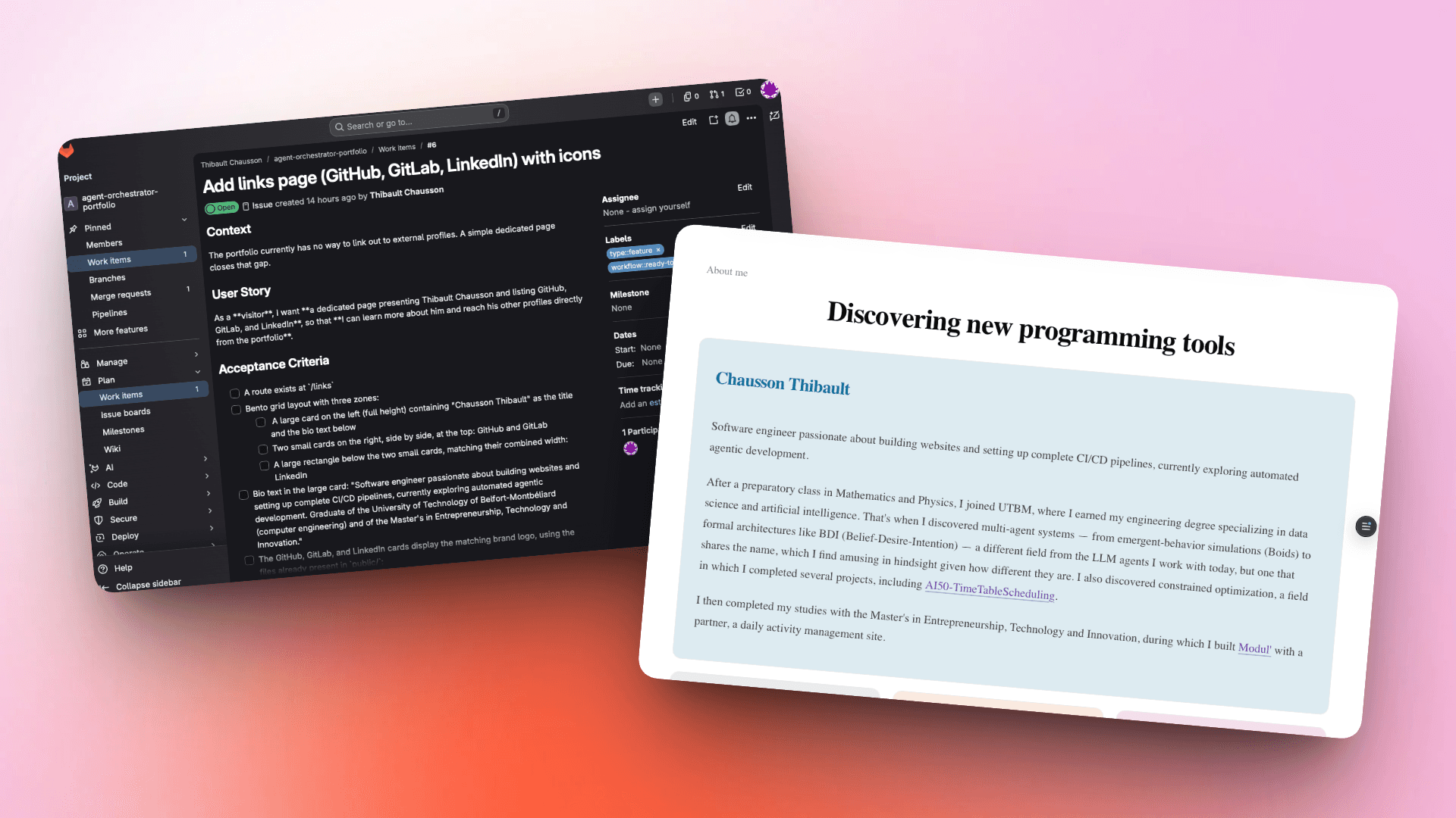 Agent orchestration workflow turning a GitLab issue into a merge request